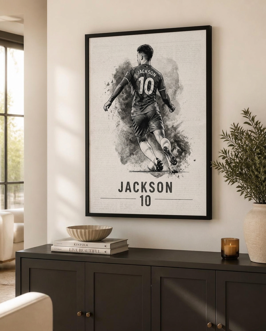 Pencil Sketch personalised sports art style