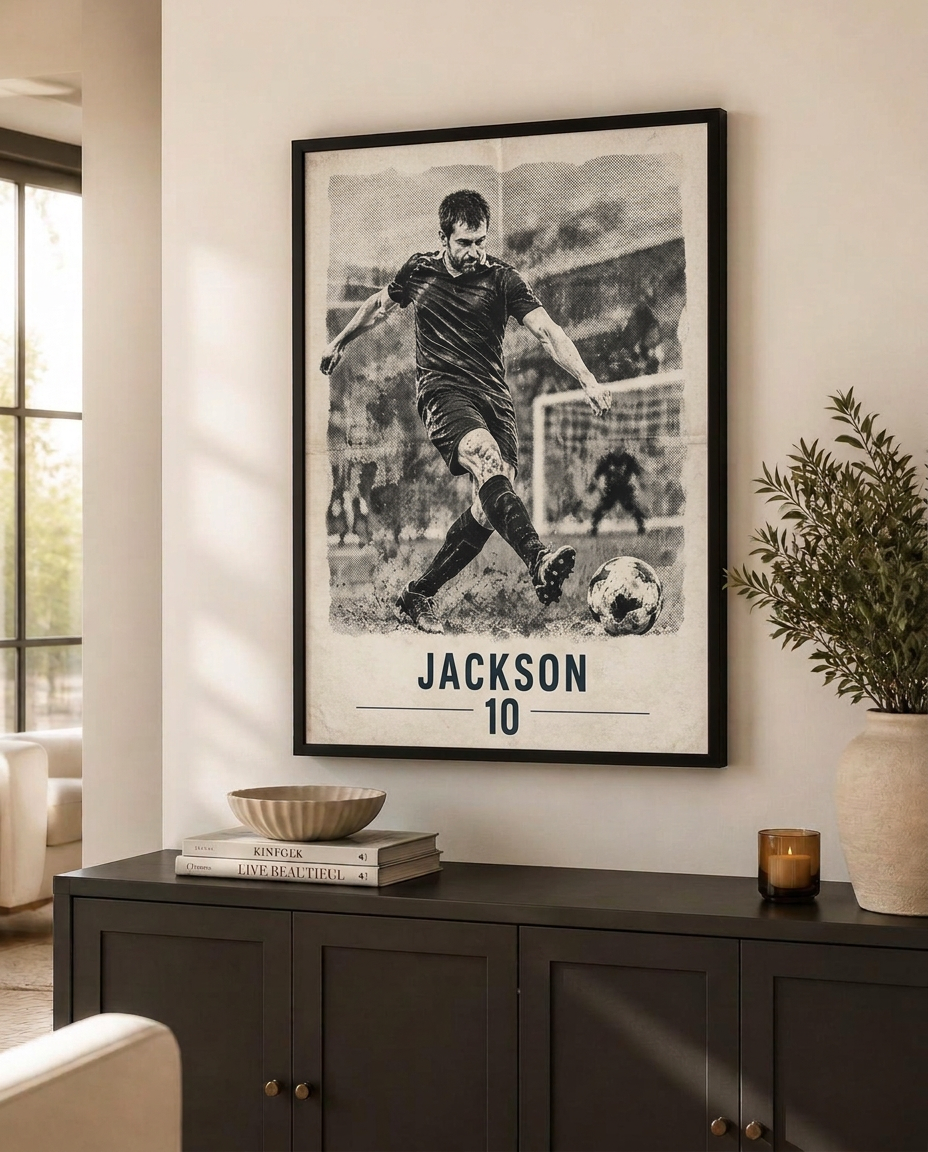 Newspaper personalised sports art style